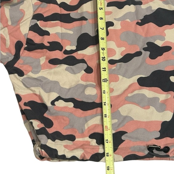 BERSHKA | Pink Camo Crop Drawstring Waist Sweatshirt - Size L - Picture 9 of 10